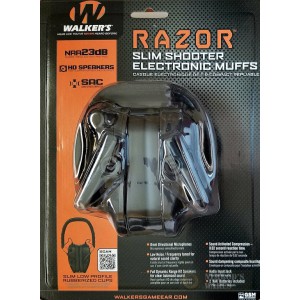 Активные стрелковые наушники WALKER'S RAZOR Slim, 23db MC, BK